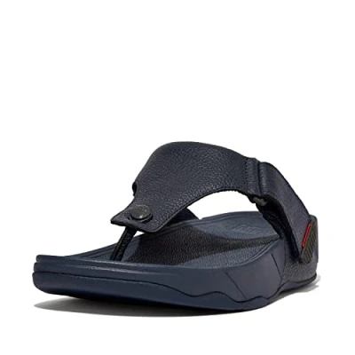 Obrázek Fitflop Herren TRAKK II Toe Post Leather Sandalen, Midnight Navy, 41 EU