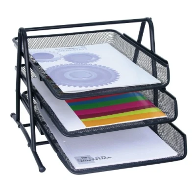 Obrázek Wedo 65801 přihrádka na dopisy Office (z drátěného kovu, 3 přihrádky, vhodná do formátu C4, 35 x 30 27 cm) černá