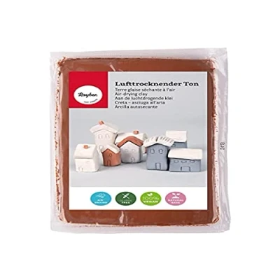 Obrázek Rayher na vzduchu schnoucí hlína, tmavě hnědá, 1 kg, modelovací hmota, tvrdnoucí, hebká, bez vypalování, 3450105, 1000 g