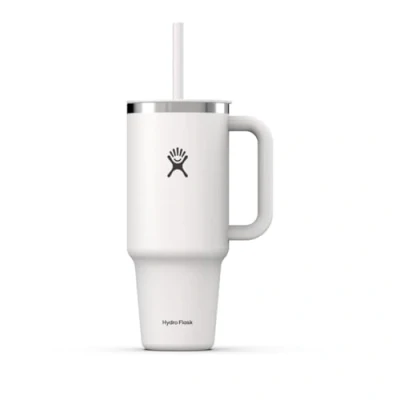Obrázek HYDRO FLASK Travel Tumbler termopohárek 1180 ml (40 oz) s uzavíratelným tlakovým víčkem na brčko ušlechtilá ocel dvouplášťová vakuová izolace víko chráněné proti stříkající vodě bílý