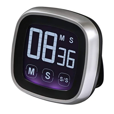 Obrázek Xavax 95321 Digitální kuchyňská minutka, dotyková funkce (časovač a stopky, magnetická, do 99 min. 59 s, hlasitý tón) Design krátkodobý, elektronický časovač na vejce stříbrný/černý