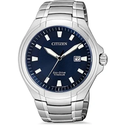 Obrázek Citizen Pánské analogové hodinky Eco Drive s titanovým náramkem, modrá, Náramek