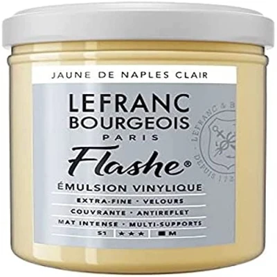 Obrázek Lefranc Bourgeois 300561 Flashe akrylová barva &amp; vinylová barva, vysoce pigmentovaná, elastická, stálá na světle, odolná proti stárnutí, matná, pro vnitřní i venkovní použití, květináč 125 ml Neapolově žlutá světlá