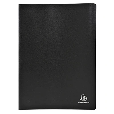 Obrázek Exacompta 8551E Premium desky z neprůhledného plastu DIN A4 s 50 průhlednými pouzdry, 100 pohledy, perfektní do školy a kanceláře, pouzdro na spisy, obal prospekty, černá