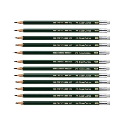 Obrázek FABER Castell 205045 tužka 9000 s pryžovým uzávěrem, stupeň tvrdosti HB, 12 kusů