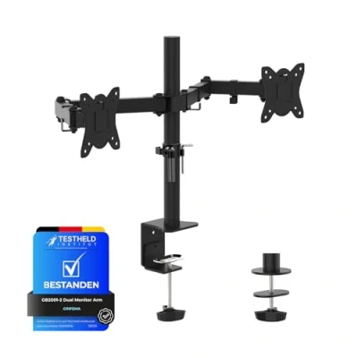 Obrázek GRIFEMA Monitor Halterung 2 Monitore, für 13 32 Zoll Bildschirm, Stand, Dual Arm Höhenverstellbar Drehungbar, Monitorhalterung Max 9Kg, Bildschirmhalterung Vesa 75x75/100x100, GB2001