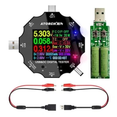 Obrázek Digitální multimetr, napětí, proud, výkon, odpor, detektor kapacity, s klipovým kabelem podporuje PD2. 0/PD3. 0, QC2. 0/QC3. 0 (UD18 (Detekční linie+zatížení))