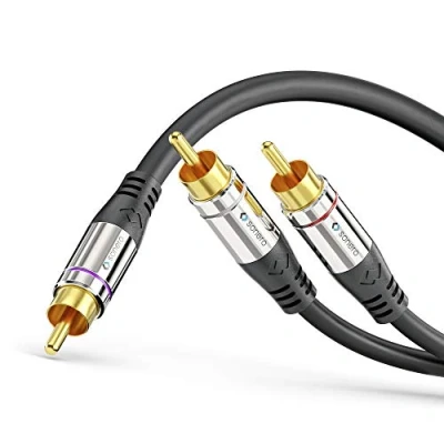 Obrázek Sonero Premium Cinch audio kabel, 1x konektor na 2x 1,00 m, pozlacené kontakty, černý