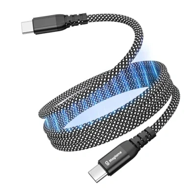 Obrázek Magtame magnetický USB C kabel, elastický navinutý nabíjecí kabel na 60 W (3A), 1M/3. 3FT zatahovací USBC, nylonový pletený typ rychlonabíjecí kompatibilní s i Phone 16, pro Samsung