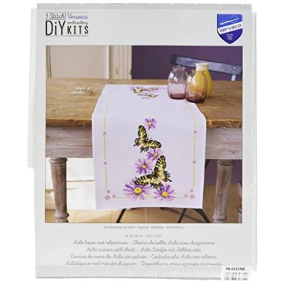 Obrázek Vervaco Aida běhoun motýl vyšívání křížkovým stehem, Bílá, 32 x 84 0,3 cm