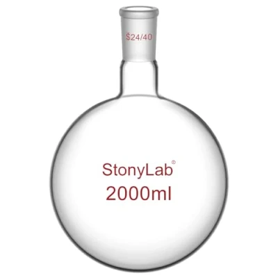 Obrázek stonylab 2000 ml skleněná baňka s půlkruhovým krkem, na krk RBF 24/40 Standard Taper Outer Joint, Glass Single Neck Round Bottom Flask