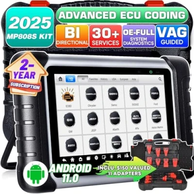 Obrázek Autel MaxiPRO MP808S KIT: 2023 Rozšířené ECU kódování plně obousměrné, 150 11PCS adaptérů, PŘEHLED MP808K DS808K, Stejné jako MS906 Pro MK906 Pro, Android 11 4G+64G, aktivní test 30+ služba
