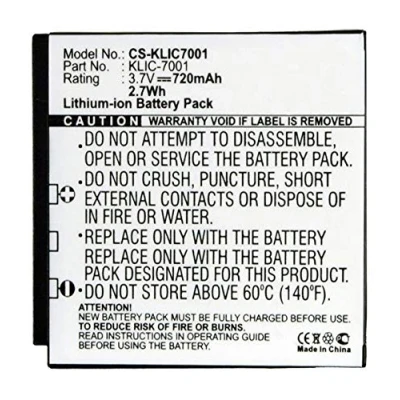 Obrázek Amsahr Kodak Klic pro 7001 900 mAh, 3.7 Volts, CE homologace, rohs konformní.Baterie