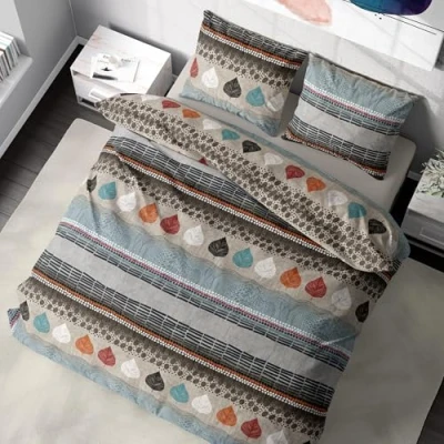 Obrázek DILIOS Prémiové ložní prádlo 200 x cm, 100% prodyšná bavlna se zipem, renforcé, hnědá, modrá, béžová, 3dílné povlečení cm + 2 povlaky na polštář 80