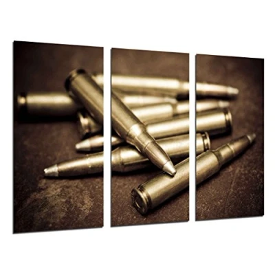 Obrázek Nástěnný obraz zbraně, Bullets, války, 97 X 62 cm, Dřevo tisk XXL formát umělecký tisk, 26261