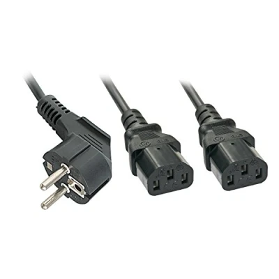 Obrázek LINDY Schuko Y kabel 2 x IEC C13 30048, černý