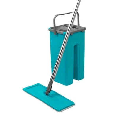 Obrázek Beldray LA067234EU Bodenwischer Wischmopp Set mit Eimer Mikrofaser 360 Flachwischer, Platzsparender Kompakter 2 Kammern, 2.5LWasserkammer, Wringer Und Schmutzabstreifer Abschnitt, Turkis