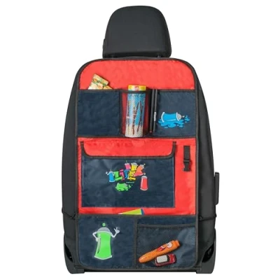 Obrázek Walser organizér pro děti, ochrana opěradla auta graffiti, na zadní sedadlo s kapsami chránič zadních sedadel do cca 70 x 40 cm, modrý