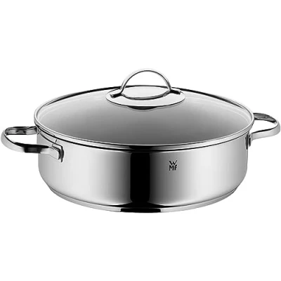 Obrázek Pánev na dušení od WMF, 28 cm, indukční, hrnec s víkem 5,0 l, nerezová ocel Cromargan, vhodná do trouby, vysoký okraj