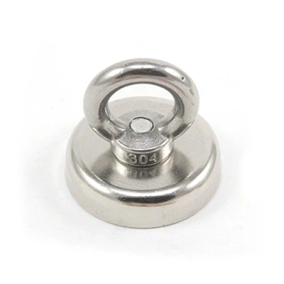 Obrázek Neodym upínací magnet s očními čepy M8 pro magnetické rybaření, zavěšení a držení předmětů průměr 48 mm 90 kg tah
