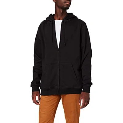 Obrázek Build your Brand Pánská Heavy Zip Hoody, pánský pulovr s kapucí z bavlny a polyesteru k dostání v mnoha barvách, XS 5XL velikosti, černá (Black 0007).