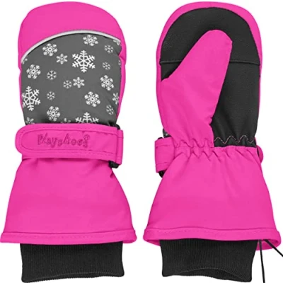 Obrázek Playshoes Unisex dětské palčáky zimní rukavice, Růžové sněhové vločky