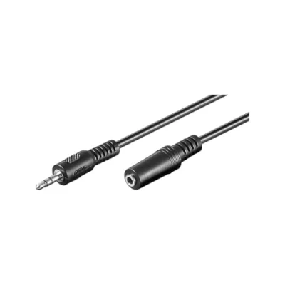 Obrázek Goobay 50090 Prodlužovací kabel pro sluchátka a audio AUX; 3pólový; 3,5 mm zástrčka (3 Pin, stereo) na zdířku zdířka pinová, stereo), černá, 5 metrů