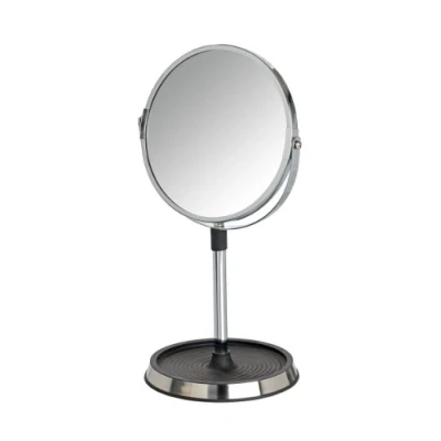 Obrázek WENKO Kosmetické zrcadlo Cori 20282100, stojací zrcátko, povrch Soft Touch, plocha zrcadla ø 16 cm, 300% zvětšení, ocel, 18,5 x 33,5 15,5 chrom