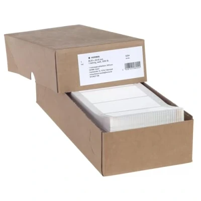 Obrázek HERMA 8204 počítačové etikety nekonečné, 88,9 x 48,4 mm, 1 pruh, 3000 kusů, samolepicí, nekonečné nálepky s vodicím otvorem, matné, prázdné papírové na počítači, bílé
