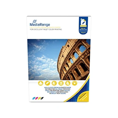 Obrázek MediaRange Fotopapír 210 x 297 mm pro inkoustové tiskárny, vysoký lesk, 160 g, 100 listů