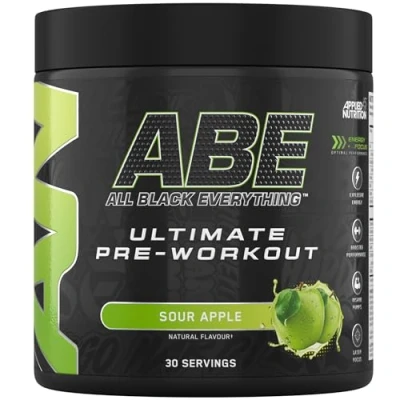 Obrázek Applied Nutrition ABE Pre Workout prášek Booster pro energii a výkon s citrulinem, kreatinovým monohydrátem, beta alanin (375 g 30 porcí) (Sour Apple)