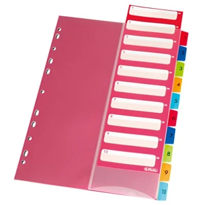 Obrázek Herlitz 10913929 rejstřík 1 10, 21 x 29,7 cm, PP, barevný s indexovým listem a euroděrováním