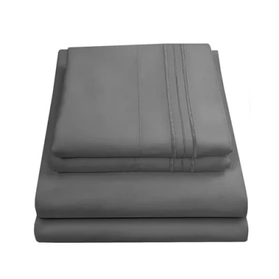 Obrázek Sweet Home Collection Fadenzahl 1800, weiche ägyptische Qualität, gebürstete Mikrofaser Laken Luxus Bettwäsche Set mit Bettlaken, Spannbettlaken, 2 Kissenbezügen, Feine doppelt, grau, Twin