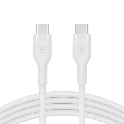 Obrázek Belkin BoostCharge Flex Silikon USB C/USB C Ladekabel, IF zertifiziert zum Schnellladen mit Power Delivery PD für iPhone 16, 15, Galaxy S24, Pixel, MacBook Pro, iPad Mini, 2 m Weiß