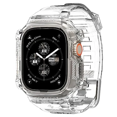 Obrázek Spigen Rugged Armor Pro pouzdro s řemínkem kompatibilní Apple Watch Ultra 2 (2023) / (2022) 49 mm, křišťálově průzračný, Klasické