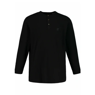 Obrázek JP1880 BIG TALL Basic Henley Top s dlouhým rukávem, Muži, Velikost: XL, Schwarz