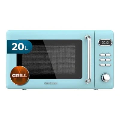 Obrázek Cecotec Digitale Mikrowelle mit Grill Proclean 5110 Retro Blue, 700 W in 5 Stufen, Timer bis 60 Minuten, 8 Programme und Auftaumodus, Vintage Design Blau