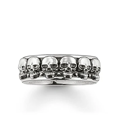Obrázek THOMAS SABO Unisex prsten lebky 925 sterlingové stříbro TR1878 001 12, Mincovní stříbro, Bez drahokamu