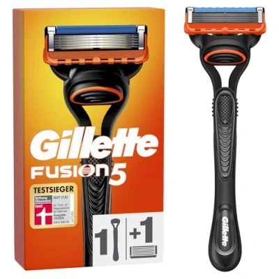 Obrázek Gillette Fusion 5 Pánský holicí strojek na mokré holení + 1 žiletka, s kluznými proužky pro důkladné holení, dárek muže