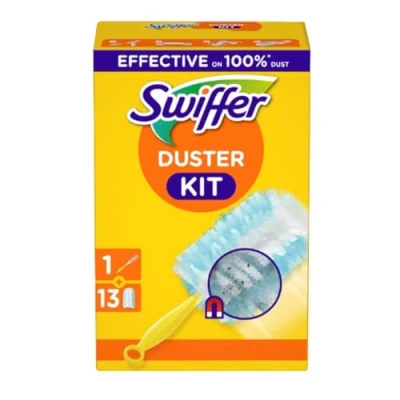 Obrázek Swiffer Staubmagnet Trap &amp; Lock Starterset (1 Staubwedel + 15 Tücher), nimmt 3x mehr Staub Haare auf und schließt diese ein