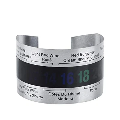 Obrázek Cikonielf Weinthermometer Edelstahl LCD Thermometer für Rotweine Armband Temperatursensor Zubehör