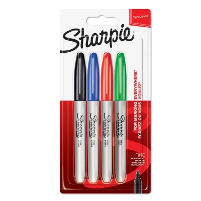 Obrázek Sharpie Permanentní popisovač zvýrazňovací tužky s jemnou špičkou smíšené barvy 4 kusy