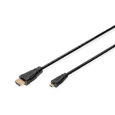 Obrázek DIGITUS HDMI High Speed Anschlusskabel, Typ A St/St 1.0m mit Ethernetkanal Full HD 1080p/60Hz kompatibel TV/Beamer/Monitor vergoldete Kontakte Schwarz