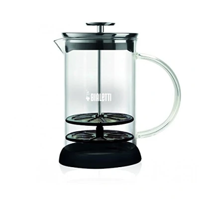 Obrázek Bialetti Cappuccinatore, Perfect Cream, vhodné do mikrovlnné trouby, myčky nádobí, 330 ml, sklo, černá/průhledná