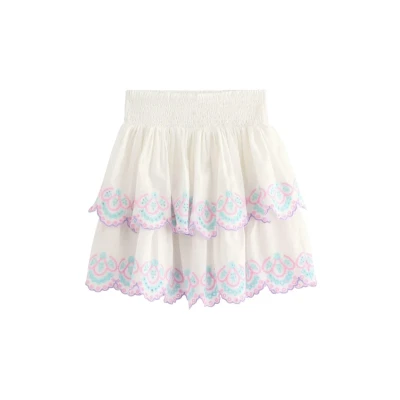 Obrázek Lindex Flounce WITH Embroidery Áčková sukně pro děti, Velikost: 128, Off white