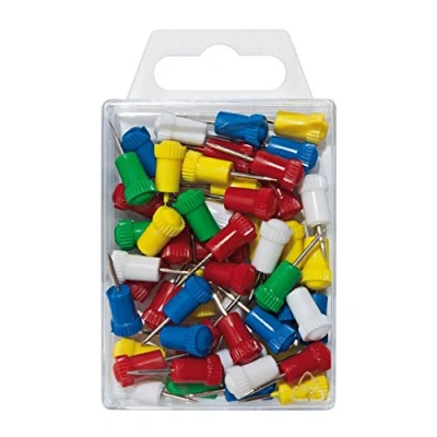 Obrázek Wedo 56499 Nárazů jehel (Poniklovanou součástka pro kabelový A plastu, průměr hlavy, délka jehly, 7,5 mm, 24 mm) 50 kusů, barevně tříděné