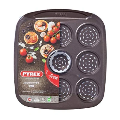 Obrázek Pyrex Asimetria Mini Pizzablett, 9 Mulden, Schwarz, Metall, Pizza