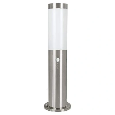 Obrázek EGLO venkovní lampa na cesty Helsinki, světlo s 1 žárovkou vč. detektoru pohybu, osvětlení sloupu senzoru z ušlechtilé oceli ve stříbrné a umělé barvě v bílé barvě, objímka E27, IP44