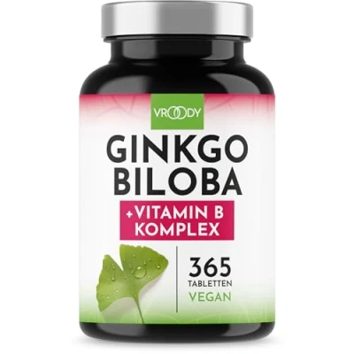 Obrázek Ginkgo Biloba 6000 mg na tabletu, 365 kusů vítěz poměru cena výkon + B vitamin Power komplex, bez přísad, laboratorně testováno, vyrobeno v Rakousku, B12 přispívá ke snížení únavy