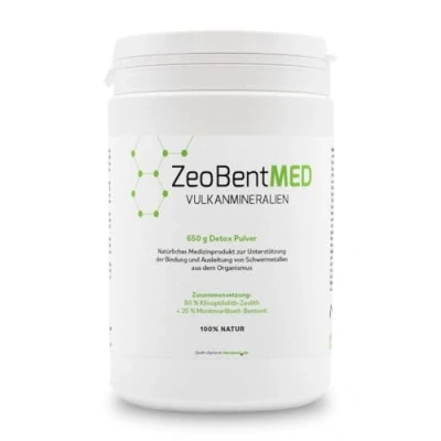 Obrázek ZeoBent MED Detoxikační prášek 650 g, zeolitový bentonit, zdravotnický výrobek, lékárnická kvalita, vítěz srovnání, čištění střev, detoxikace těžkých kovů, detoxikace, sopečné minerály, léčivá hlína